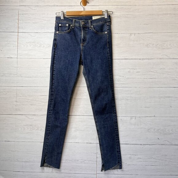 Rag & Bone Jeans Womens Size 26 Ankle Skinny in Clean Commodore Raw Hem & Slit - Picture 1 of 16